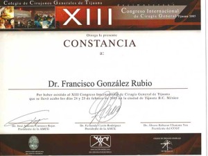 Certificate - Dr. Gonzalez - Tijuana