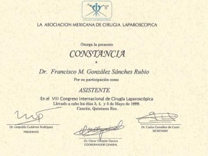 Dr. Francisco Gonzalez - Tijuana Certificate