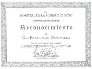 Obesity  Surgery Certificate - Dr. Gonzalez - Tijuana